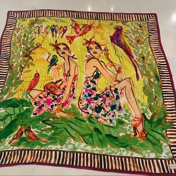 Henri Bendel Izak Cafe Girls Silk Scarf - Picture 2 of 8